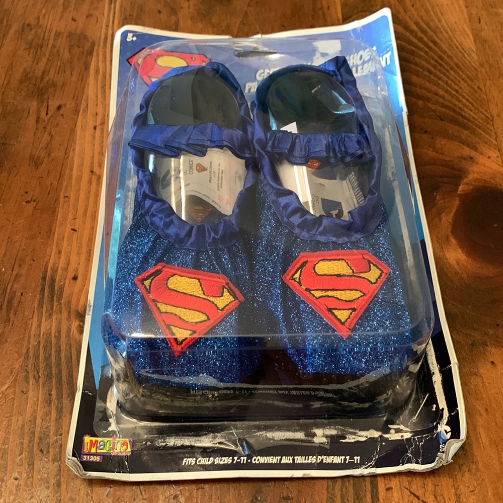 *** Blue Superman Glitter Slipper Shoes 7-11 (Child)